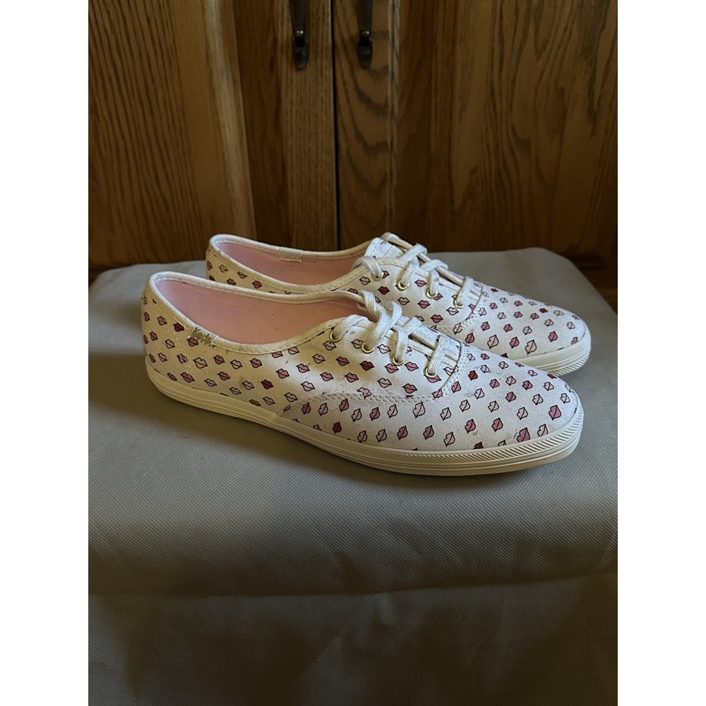Kate Spade X Keds Champion Lips Print Sneakers White Canvas  Size 10 Casual